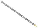 Hand engraved sterling silver and 18k link bracelet
