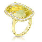 Lemon Quartz diamond ring
