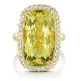 Lemon Quartz diamond ring