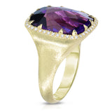 Amethyst ring with diamond halo